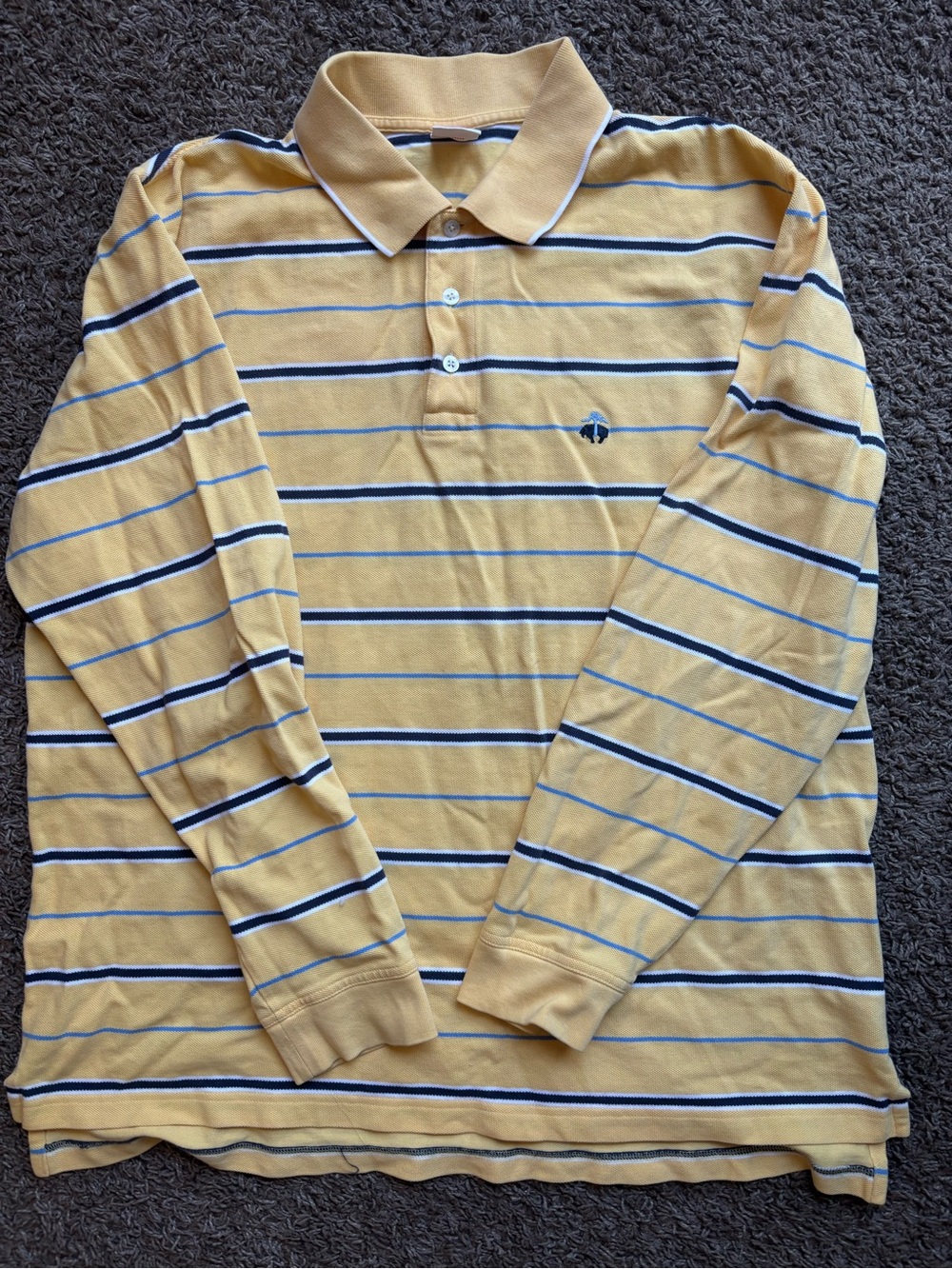 Brooks Brothers Yellow Long-Sleeve Striped Polo
